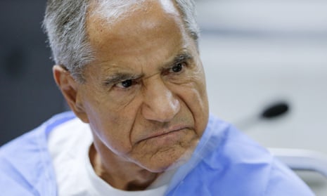 Sirhan Sirhan during a parole hearing in 2016. He was taken to hospital after being stabbed in prison on Friday.