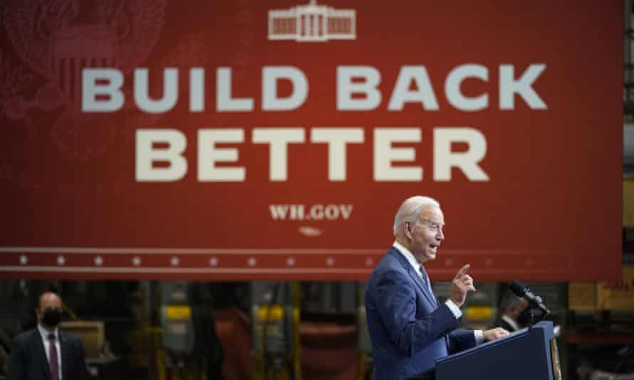Biden speaking at a New Jersey rail depot in October 2021.