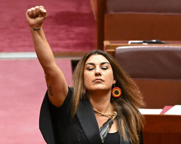 Greens senator Lidia Thorpe during her swearing-in ceremony in the Senate.