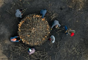 Battalmustafa, Turkey, Villagers produce charcoal from oak