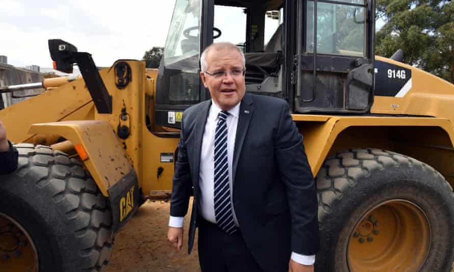 Scott Morrison visits landscaping business Daisy’s at Ringwood in Melbourne. The Coalition claims middle Australians will be better off under its tax plan