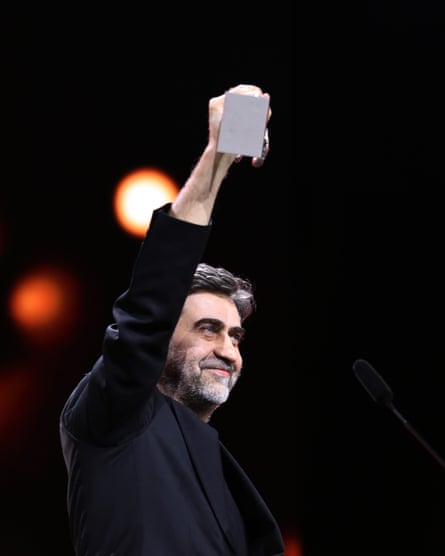 Emin Alper accepts the Silver Bear grand jury prize for Salvation at the Berlin film festival in February.