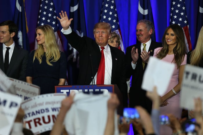 Donald Trump speaks at his election night party in Spartanburg, South Carolina.