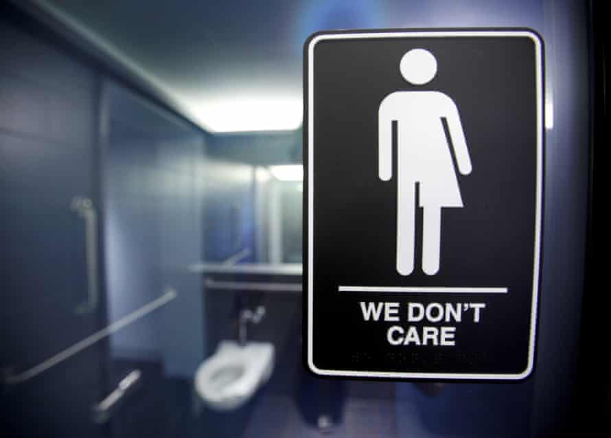 A sign protesting a recent law restricting transgender bathroom access.