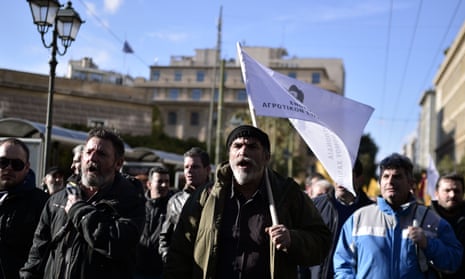 Greek farmers protest against new taxation measures in central Athens. 