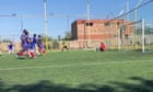 Referee inadvertently scores goal as ball ricochets off his head - video