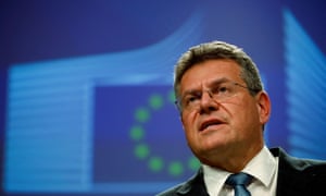 Maros Sefcovic speaks during a news conference.