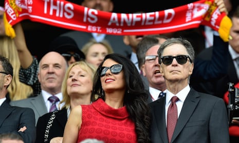 John W Henry, Liverpool’s principal owner, with his wife, Linda Pizzuti, at Anfield in 2017 – in a statement FSG said it ‘would consider new shareholders’