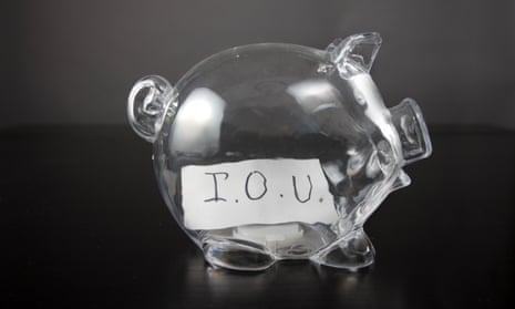 Piggy bank with IOU