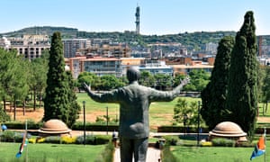 The statue of Nelson Mandela outside Pretoria's Union Buildings