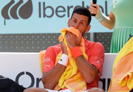 Novak Djokovic during his defeat by Matteo Arnaldi at the Madrid Open.