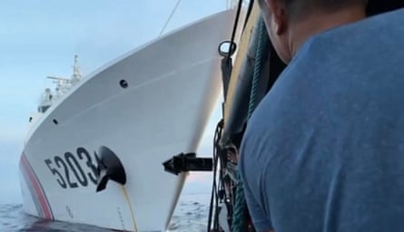 An image from the armed forces of the Philippines shows a collision between a Chinese Coast Guard ship and a Philippines’ resupply boat.
