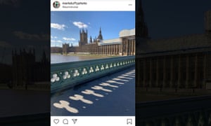Phallus shaped shadows on Westminster Bridge