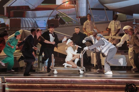 Brilliant high camp … Sabrina Carpenter performs during the 68th annual Grammy awards.