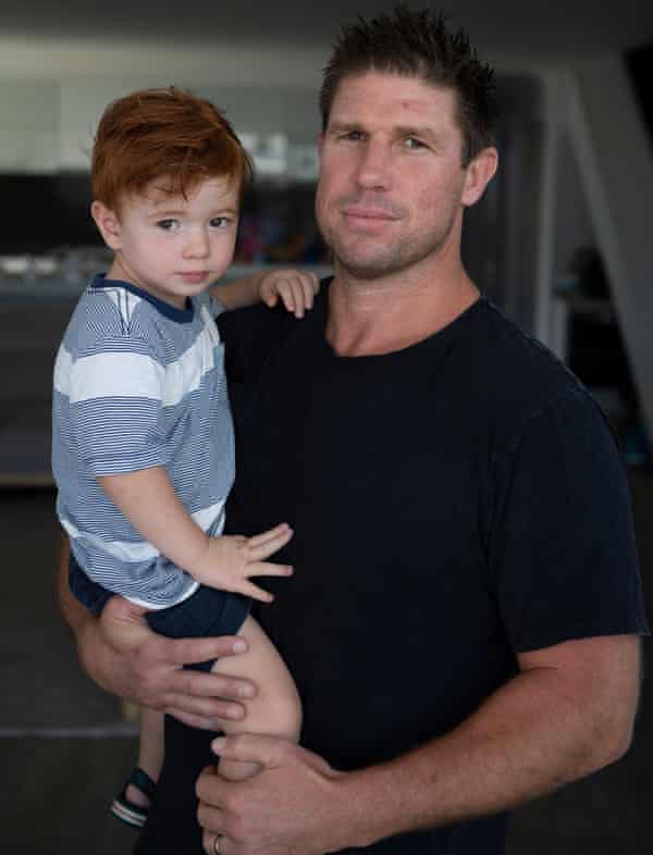 Michael Lipman and his son Joey at their home in Davistown on the NSW Central Coast in Australia.