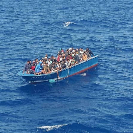 The migrants were rescued from a small vessel by an Egyptian tugboat