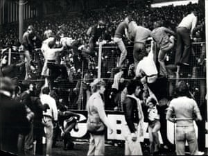 Trouble flares at the first leg of the Cup Winners’ Cup match between Saint-Étienne and Manchester United in France.
