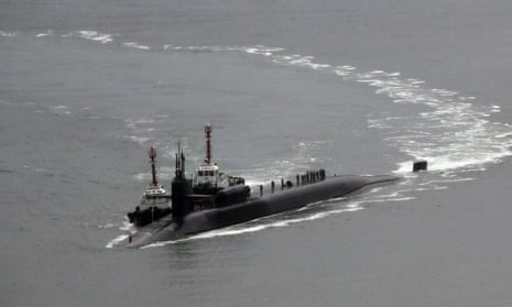 The USS Michigan docked at the South Korean port of Busan on Tuesday.
