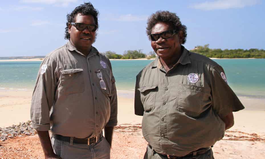 Thomas Amagula, executive support officer, and Djami Marika, managing director of the Dhimurru Aboriginal Corporation.