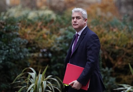 Steve Barclay, the health secretary. arriving in Downing Street for cabinet this morning.