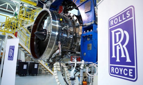 A Rolls-Royce jet engine under construction.