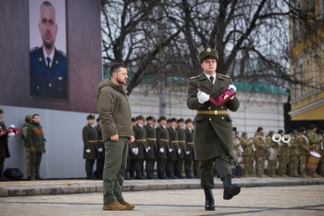 Kyiv hosted a military ceremony to commemorate the anniversary of the invasion.
