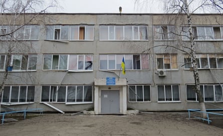 A school in Mariupol damaged by shelling.