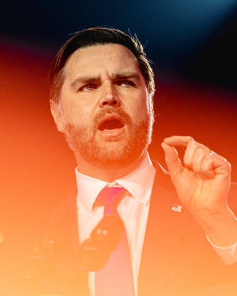 Man points at crowd