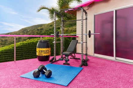 Ken, who is hosting while Barbie is away, has also stocked his ‘Beefy body brine’ workout supplement for guests.