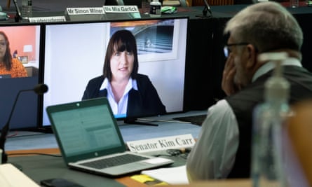 Meta local director of public law, Mia Garlick, appearing prior to a committee in Canberra