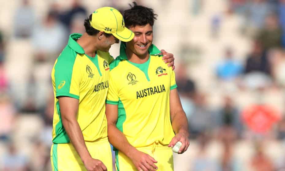 Australia’s Marcus Stoinis celebrates taking the wicket of England’s Liam Plunkett 