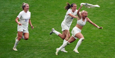 Chloe Kelly scores England’s winner against Germany in the Euro 2022 final against Germany.