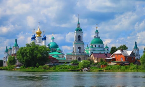 The city of Yaroslavl, as seen from the river Volga, which flows through it.