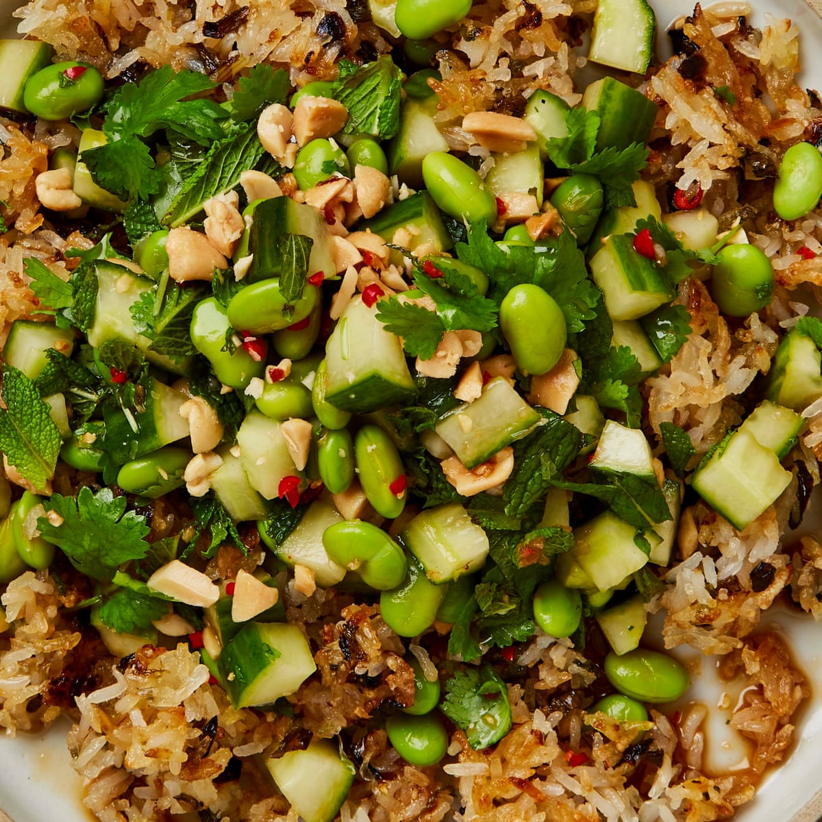 Meera Sodha S Vegan Recipe For Crispy Fried Rice With Cucumber Peanut And Herb Salad Food The Guardian