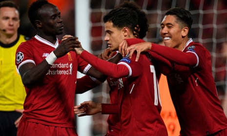 Sadio Mané, Philippe Coutinho, Mohamed Salah (hidden) and Roberto Firmino have been in devastating form for Liverpool.