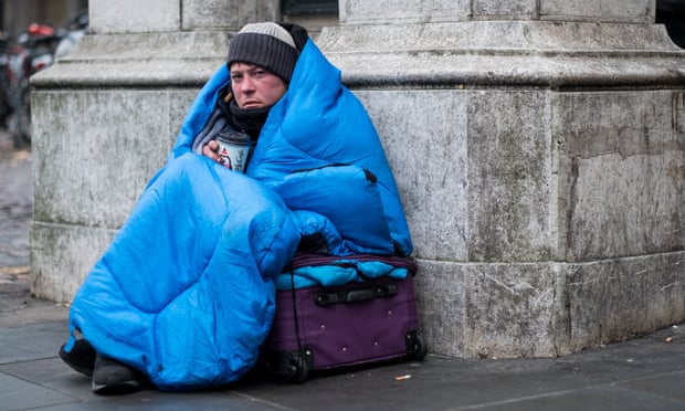 Homeless man on London street