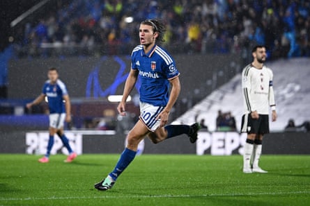 Nico Paz celebrates scoring his first goal