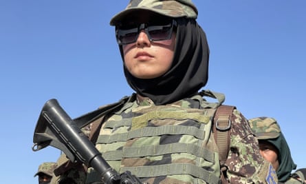A female Afghan special force commando unit officer attends a graduation ceremony at the military academy in Kabul, Afghanistan, on 31 May 2021.
