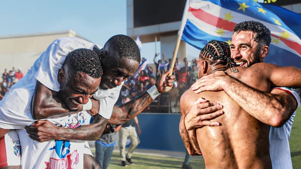 Dailon Rocha Livramento celebra o gol que encaminhou a classificação de Cabo Verde para a Copa do Mundo.