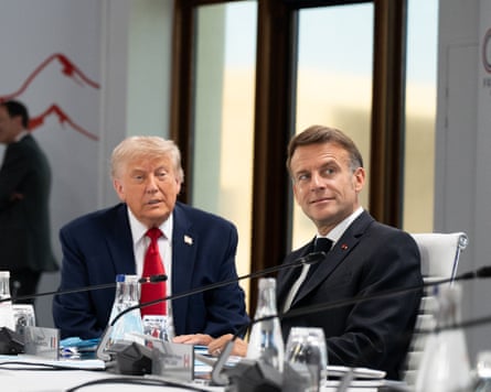 Donald Trump sits beside Macron at a G7 meeting this week