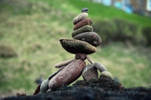 Balancing act: stacked stones at the championship.