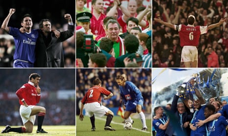 Twenty-fve years of the Premier League. Photographs: Getty Images/Rex Features. Composite: Jim Powell