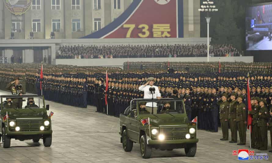 Troops at the parade in Kim Il-sung square, Pyongyang