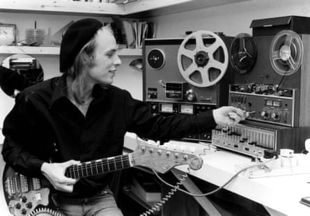 Brian Eno in his studio in 1974.