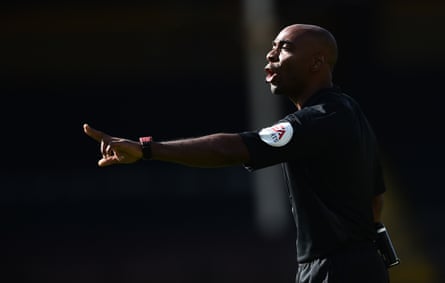 The impossible job: inside the world of Premier League referees | Referees 3 Sam Allison refereeing the League Two fixture Port Vale v Crawley Town in 2020.