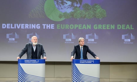The European Commission’s executive vice-president, Frans Timmermans, and commissioner Paolo Gentiloni at a press conference on the CBAM in July.