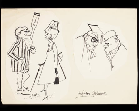 Pen and ink sketches, titled ‘Oxforder Gesichter’ (Oxford Faces). Circa 1953.