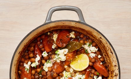 Yotam Ottolenghi’s braised chickpeas with carrots, dates and feta.