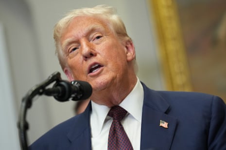 Donald Trump speaks during an executive order signing ceremony in the Roosevelt Room of the White House in Washington.