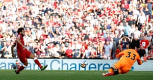 Salah scores number three for Liverpool.